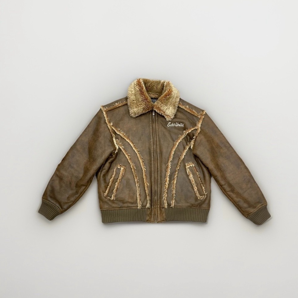 VNTG Ecko Unltd Company Faux Fur Bomber Jacket - SZ L